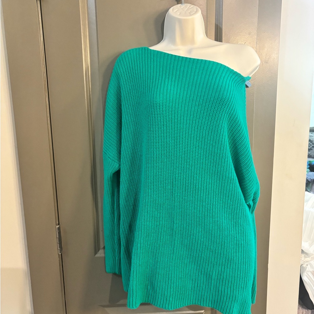 Women's Off-Shoulder Sweater - Green